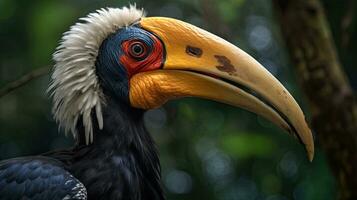 nudoso cálao, rhyticeros casidix, desde sulawesi, Indonesia. hermosa selva cálao en el fauna silvestre. generativo ai foto