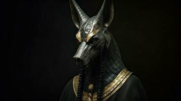 Ancient Egyptian god of death and the world of the dead, the terrible Anubis. Fantasy character of Egypt. Generative Ai photo