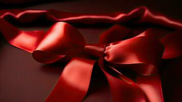 red satin ribbon and bow. Generative Ai photo