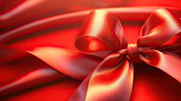 red satin ribbon and bow. Generative Ai photo