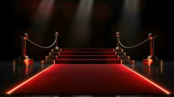 otorgar. etapa podio con rojo alfombra para premio ceremonia. generativo ai foto