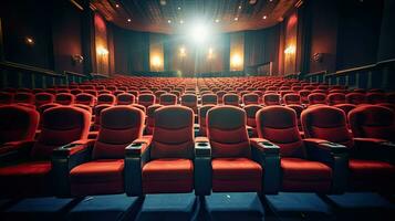 Cinema concept, theater seats of movie. Generative Ai photo
