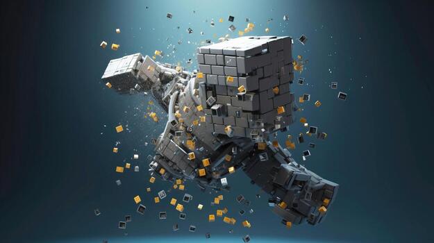 androide robot, futurista tecnología, cyborg artificial inteligencia concepto. azul fondo, aislar. ai generado. foto