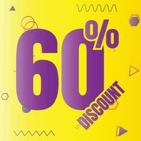 60 percent discount deal sign icon, 60 percent special offer discount vector, 60 percent sale price reduction offer design, Friday shopping sale discount percentage icon design vector