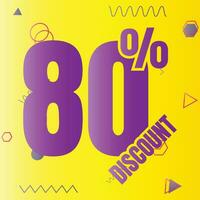 80 percent discount deal sign icon, 80 percent special offer discount vector, 80 percent sale price reduction offer design, Friday shopping sale discount percentage icon design vector