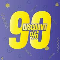 90 percent discount deal sign icon, 90 percent special offer discount vector, 90 percent sale price reduction offer design, Friday shopping sale discount percentage icon design vector