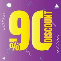 90 percent discount deal sign icon, 90 percent special offer discount vector, 90 percent sale price reduction offer design, Friday shopping sale discount percentage icon design vector