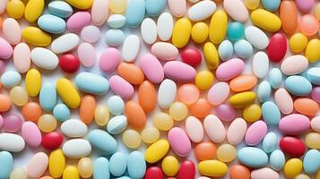 pastillas multicolores sobre un fondo blanco foto