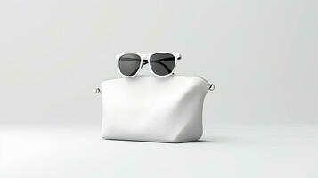 Packaging Bag Mockup White with shades on white Bg, AI Generated photo