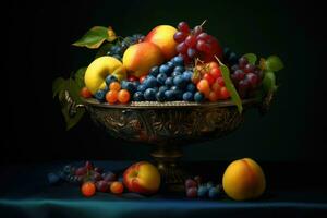 Decorated Lavish Bowl of mix fruits, Generative AI photo