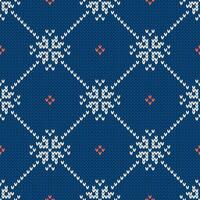 Christmas and New Year traditional knitted seamless pattern with snowflakes. vector