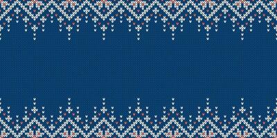 Wide background for holiday design. Winter knitted pattern with snowflakes. vector