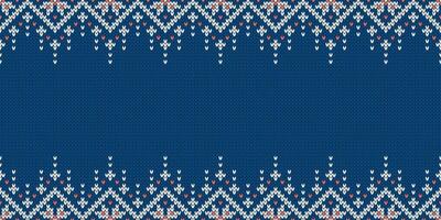 Wide background for holiday design. Winter knitted pattern with snowflakes. vector