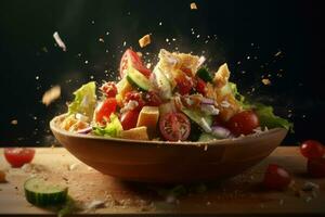 griego ensalada volador ingredientes creativo dramático ligero generativo ai foto