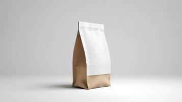 Packaging Bag Mockup White with shades on white Bg, AI Generated photo