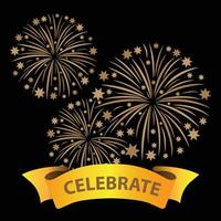 Golden Firework Celebration Background vector