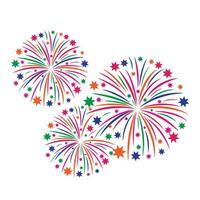 Group of Firework Template on White Background. vector