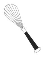 Whipping whisk flat monochrome isolated vector object. Kitchen cooking utensil. Editable black and white line art drawing. Simple outline spot illustration for web graphic design