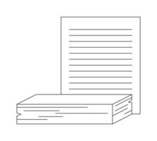 Pile of paper flat monochrome isolated vector object. Paper with reminder. Writing. Editable black and white line art drawing. Simple outline spot illustration for web graphic design