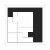 Tetrominoes cube flat monochrome isolated vector object. Puzzles pieces. Editable black and white line art drawing. Simple outline spot illustration for web graphic design