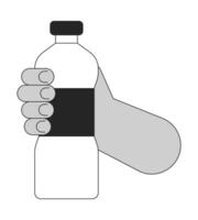 Water donation bw concept vector spot illustration. Volunteering. Water in bottle 2D cartoon flat line monochromatic hand for web UI design. Editable isolated outline hero image