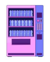 Vending machine with water bottles flat line color isolated vector object. Vendor with beverages. Editable clip art image on white background. Simple outline cartoon spot illustration for web design