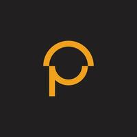 letter p yellow sun simple line logo vector