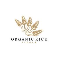 Wheat Grain Rice Logo, Simple Design Organic Vector Illustration Icon Template