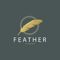 Feather Logo Design Minimalist Vector Template