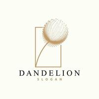 Dandelion Flower Logo Design Simple Vector Minimalist Symbol Template