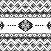 Seamless geometric backdrop with Aztec and Navajo tribal motifs. Ethnic contemporary pattern design for fabric template and shirt. Black and white color. vector