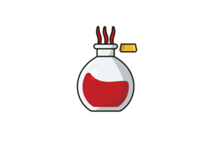 Witch Open Potion Bottle illustration. Science object icon concept. Halloween potion icon. Halloween drink design. Bottle of Green Poison design. png