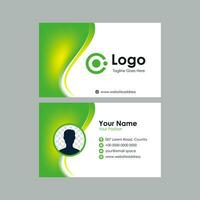 business card with fresh green wavy mesh gradient background vector