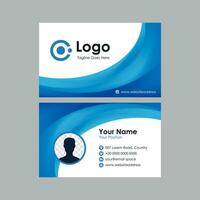 Abstract smooth business card with fresh blue curve background vector