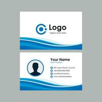 business card with blue wavy mesh gradient background vector