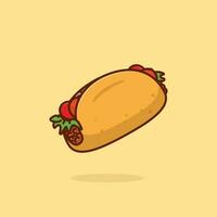 Taco food floating simple cartoon vector illustration food concept icon isolated