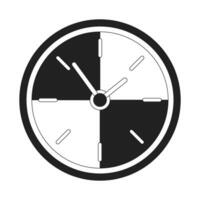 Wall clock monochrome flat vector object. Showing time. Editable black and white thin line icon. Simple cartoon clip art spot illustration for web graphic design