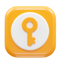 Key icon 3d rendering illustration transparent element png