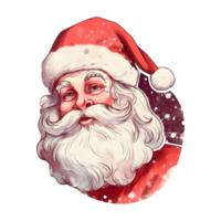 Portrait of Santa Claus head. Smiling Santa Claus. Cartoon santa claus illustration with beard. AI Generative. png