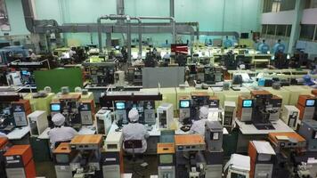 At the factory of high-precision instruments, aerial view video