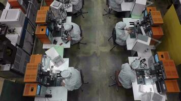 At the factory of high-sensitivity equipment, aerial view video