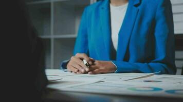 Audit concept,Administrator business man financial inspector and secretary making report calculating balance. Internal Revenue Service checking document. video