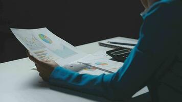 Audit concept,Administrator business man financial inspector and secretary making report calculating balance. Internal Revenue Service checking document. video
