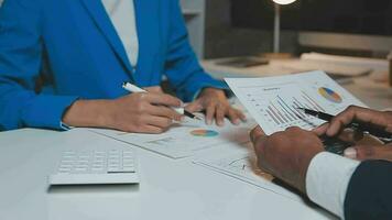 Audit concept,Administrator business man financial inspector and secretary making report calculating balance. Internal Revenue Service checking document. video