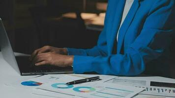 Audit concept,Administrator business man financial inspector and secretary making report calculating balance. Internal Revenue Service checking document. video