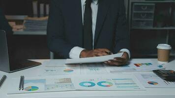 Audit concept,Administrator business man financial inspector and secretary making report calculating balance. Internal Revenue Service checking document. video