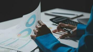 Audit concept,Administrator business man financial inspector and secretary making report calculating balance. Internal Revenue Service checking document. video