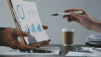 Close up of Business team analyzing income charts and graphs with modern laptop computer. Business analysis and strategy concept. video