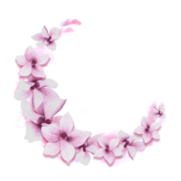 floreale il giro telaio con acquerello rosa magnolie fiori e mini cuffie. mano dipinto illustrazione png