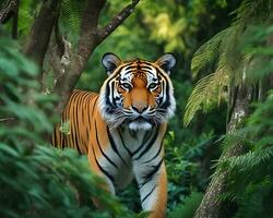 A tiger in the forest ai generate photo